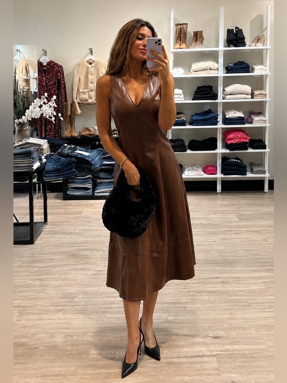 Paige Fiorella Faux Leather Midi dress